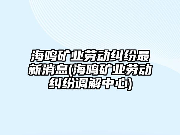 海鳴礦業勞動糾紛最新消息(海鳴礦業勞動糾紛調解中心)