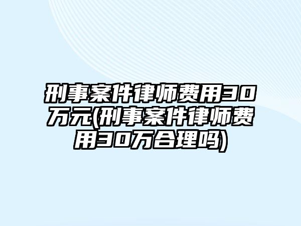 刑事案件律師費(fèi)用30萬(wàn)元(刑事案件律師費(fèi)用30萬(wàn)合理嗎)