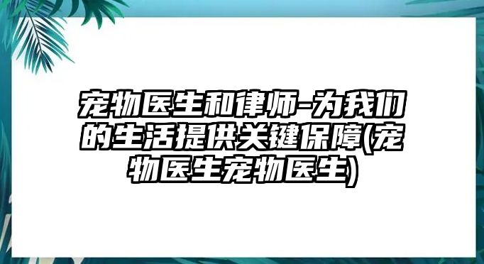 寵物醫(yī)生和律師-為我們的生活提供關鍵保障(寵物醫(yī)生寵物醫(yī)生)