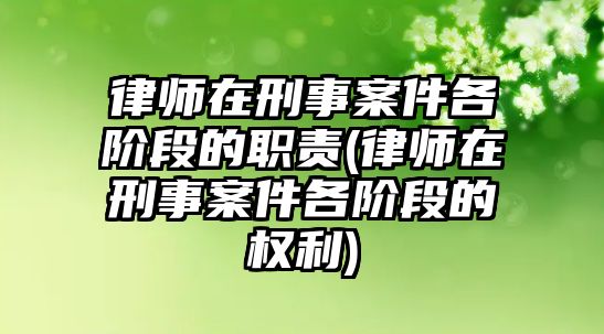 律師在刑事案件各階段的職責(律師在刑事案件各階段的權利)