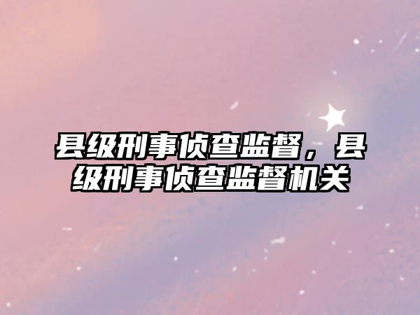 縣級刑事偵查監督，縣級刑事偵查監督機關