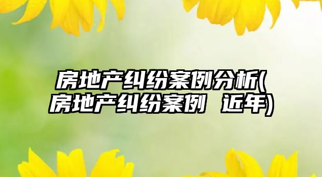 房地產糾紛案例分析(房地產糾紛案例 近年)