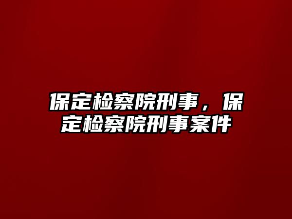 保定檢察院刑事，保定檢察院刑事案件