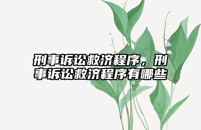 刑事訴訟救濟程序，刑事訴訟救濟程序有哪些