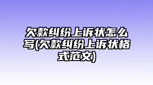 欠款糾紛上訴狀怎么寫(xiě)(欠款糾紛上訴狀格式范文)