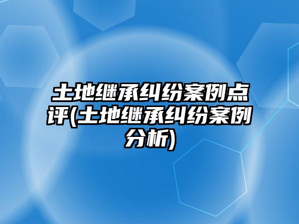 土地繼承糾紛案例點評(土地繼承糾紛案例分析)