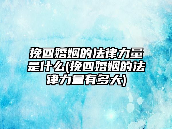 挽回婚姻的法律力量是什么(挽回婚姻的法律力量有多大)