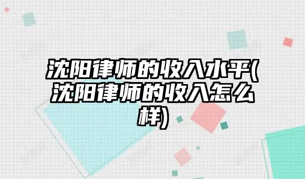 沈陽律師的收入水平(沈陽律師的收入怎么樣)