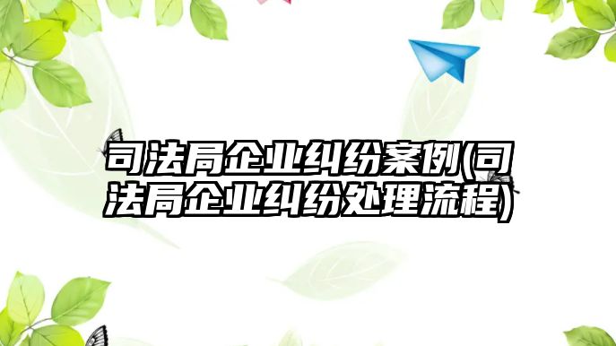 司法局企業糾紛案例(司法局企業糾紛處理流程)