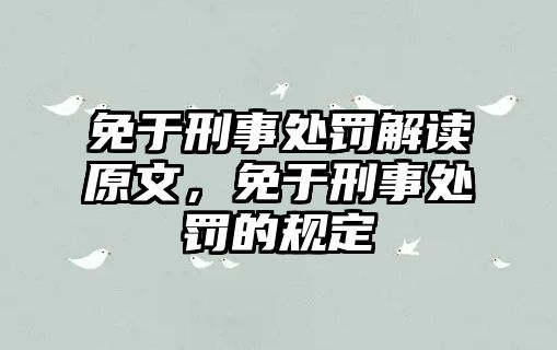 免于刑事處罰解讀原文，免于刑事處罰的規定