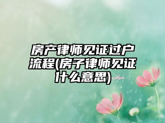 房產律師見證過戶流程(房子律師見證什么意思)