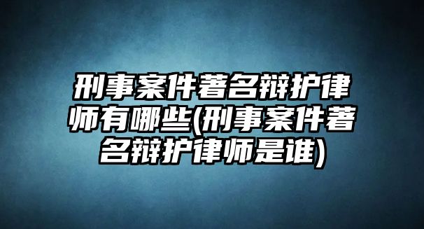 刑事案件著名辯護律師有哪些(刑事案件著名辯護律師是誰)