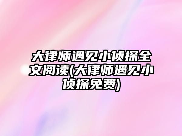 大律師遇見小偵探全文閱讀(大律師遇見小偵探免費)