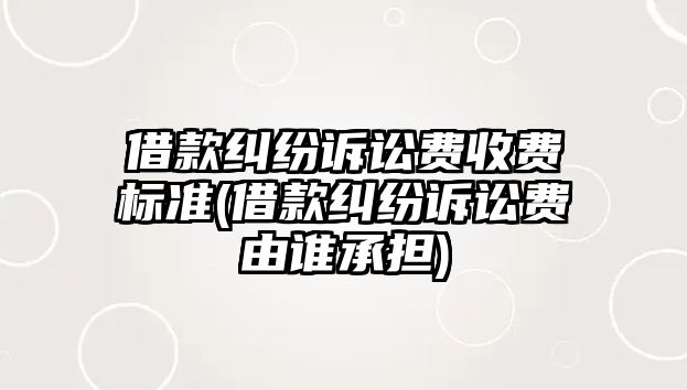 借款糾紛訴訟費收費標(biāo)準(zhǔn)(借款糾紛訴訟費由誰承擔(dān))