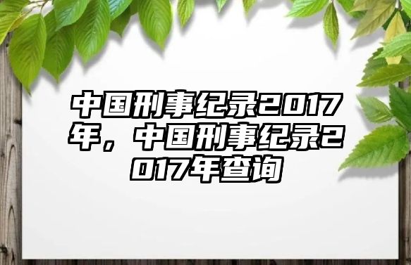 中國(guó)刑事紀(jì)錄2017年，中國(guó)刑事紀(jì)錄2017年查詢(xún)