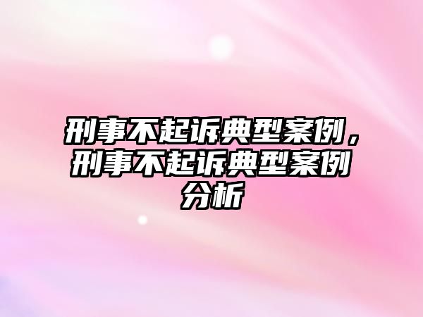 刑事不起訴典型案例，刑事不起訴典型案例分析