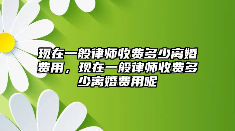 現在一般律師收費多少離婚費用，現在一般律師收費多少離婚費用呢