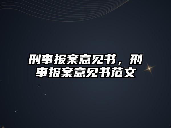 刑事報案意見書，刑事報案意見書范文