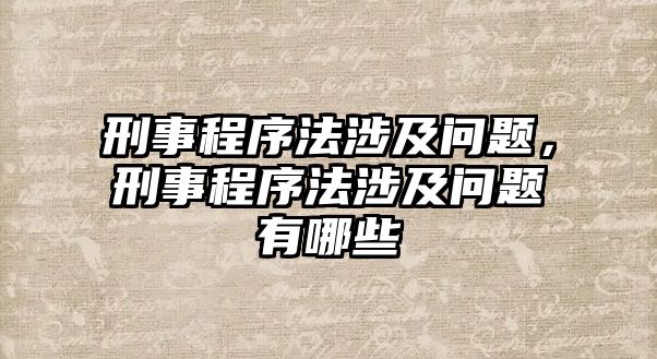 刑事程序法涉及問題，刑事程序法涉及問題有哪些