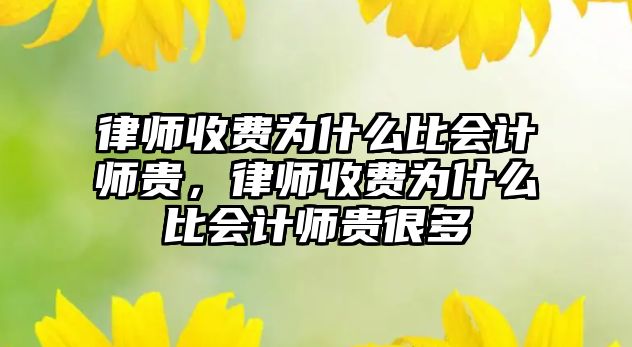 律師收費(fèi)為什么比會(huì)計(jì)師貴，律師收費(fèi)為什么比會(huì)計(jì)師貴很多