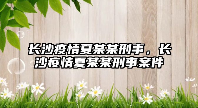 長沙疫情夏某某刑事，長沙疫情夏某某刑事案件