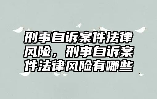 刑事自訴案件法律風(fēng)險(xiǎn)，刑事自訴案件法律風(fēng)險(xiǎn)有哪些