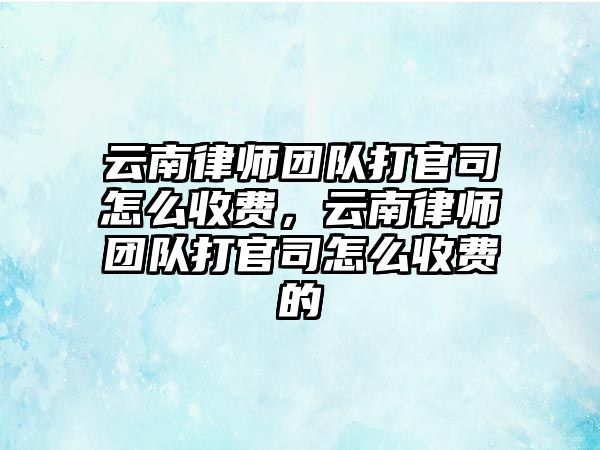 云南律師團隊打官司怎么收費，云南律師團隊打官司怎么收費的