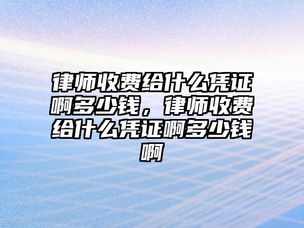 律師收費給什么憑證啊多少錢，律師收費給什么憑證啊多少錢啊