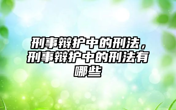 刑事辯護中的刑法，刑事辯護中的刑法有哪些