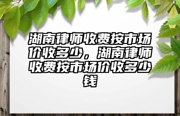 湖南律師收費按市場價收多少，湖南律師收費按市場價收多少錢