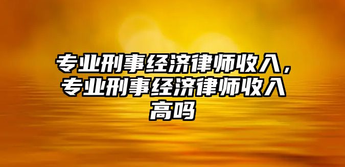 專業刑事經濟律師收入，專業刑事經濟律師收入高嗎