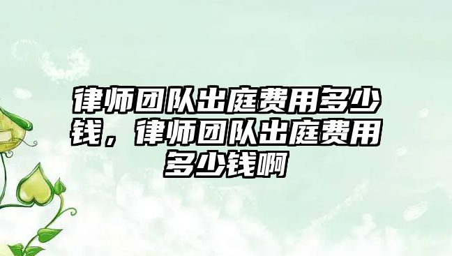 律師團隊出庭費用多少錢，律師團隊出庭費用多少錢啊