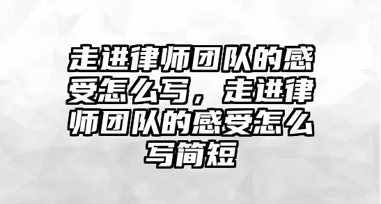 走進律師團隊的感受怎么寫，走進律師團隊的感受怎么寫簡短