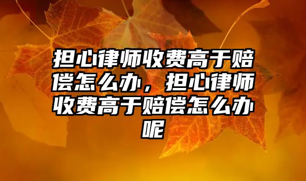 擔心律師收費高于賠償怎么辦，擔心律師收費高于賠償怎么辦呢