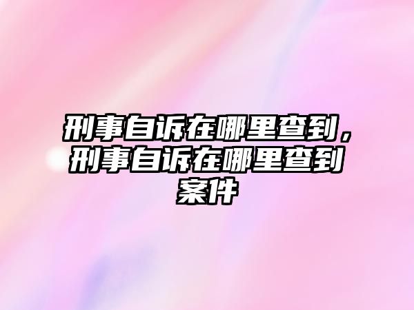 刑事自訴在哪里查到，刑事自訴在哪里查到案件