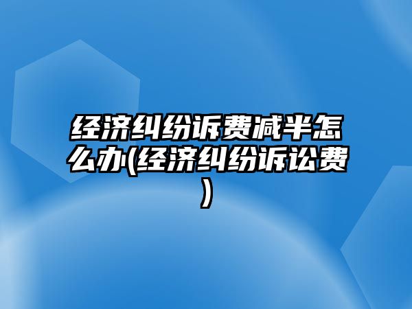 經濟糾紛訴費減半怎么辦(經濟糾紛訴訟費)