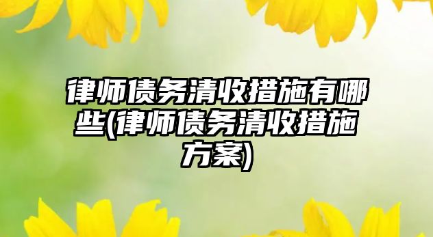 律師債務清收措施有哪些(律師債務清收措施方案)