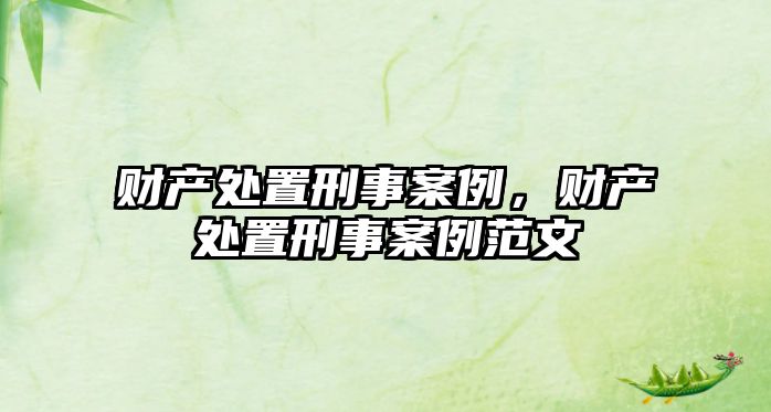 財產(chǎn)處置刑事案例，財產(chǎn)處置刑事案例范文